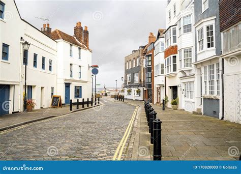 Empty Street with Historic Housing, Old Portsmouth, England Stock Image ...