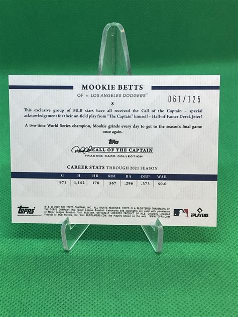 Topps X Derek Jeter Call Of The Captain Mookie Betts Blue D