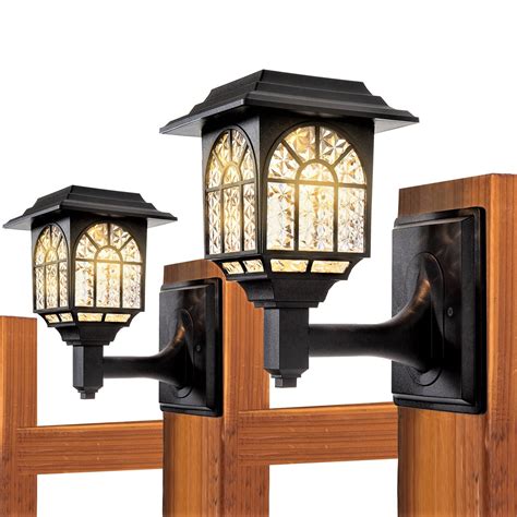 Leidrail Solar Fence Lights Outdoor Warm White Led Deck Wall Sconce