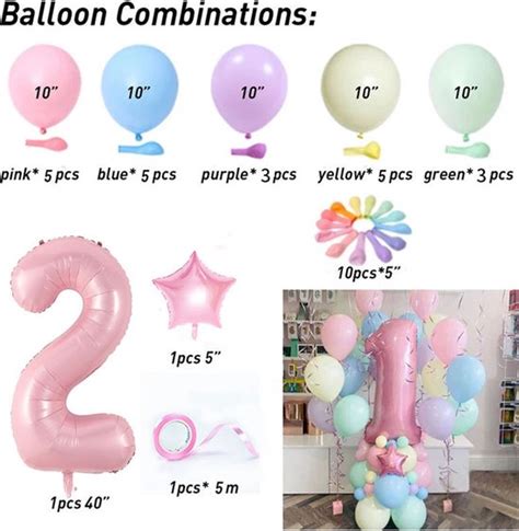 Pastel Ballonnen Set Leeftijd Jaar Feestpakket Feestversiering