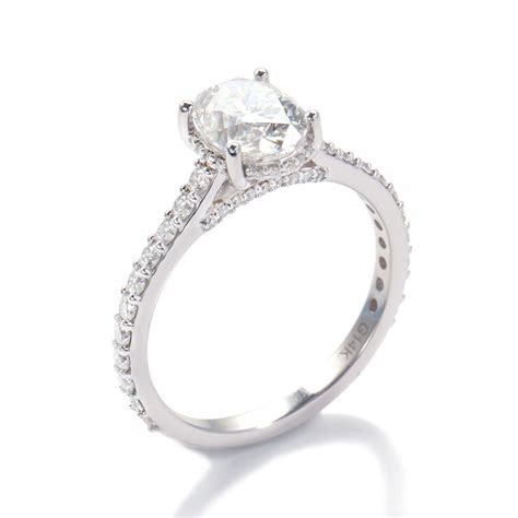 Ct Oval Bezel Setting With Side Stones Moissanite Engagement Ring