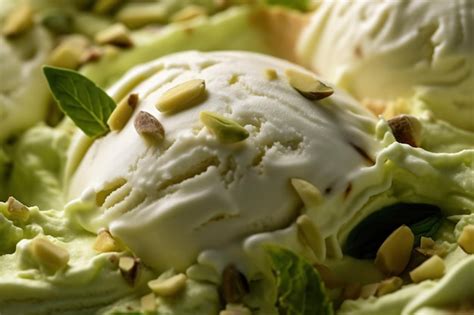 Premium Ai Image Sweet Pistachios Ice Cream Generative Ai