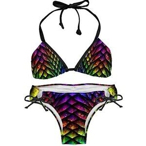 Suojapuku Bikini Da Donna Costume Da Bagno A Due Pezzi Scala Di Pesce Di Dinosauro Arcobaleno