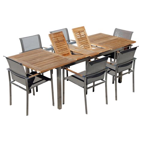 Gartengarnitur Edelstahl Batyline Teak Set Ausziehtisch X