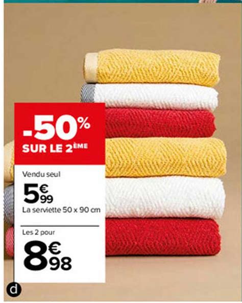 Promo La Serviette X Cm Chez Carrefour Icatalogue Fr