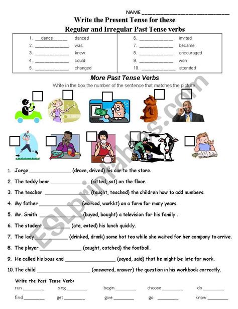 Past Tense Verbs Esl Worksheet By Lifetimelearner