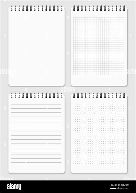 Realistic Notebooks Page Collection Lined And Dots Notebook Paper