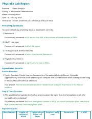 PEX11 ACT1 AL Pdf PhysioEx Lab Report Exercise 11 Blood Analysis