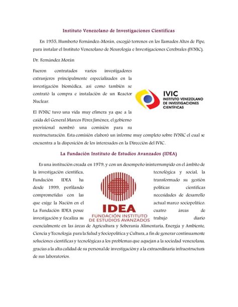 El Sistema Cient Fico Tecnol Gico De Venezuela Pdf