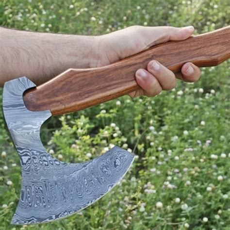 Hand Forged Damascus Steel Hatchet Tomahawk Hunting Viking A Inspire