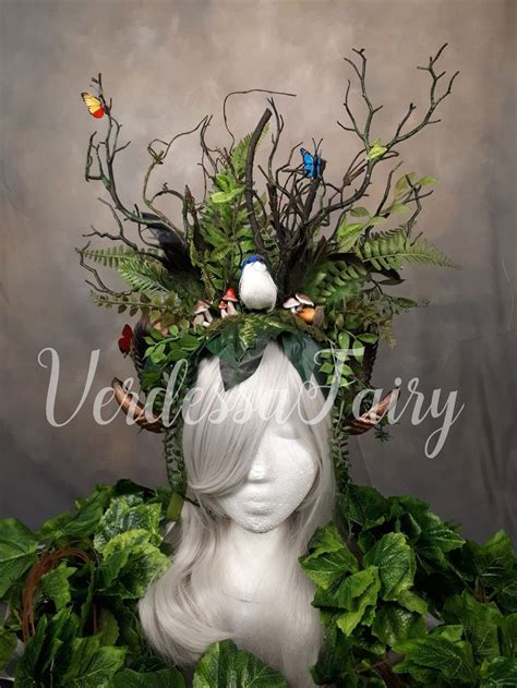 Mother Earth Goddess Headdress Branch And Horns Forest Headpiece