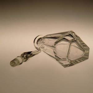 Bohemian Czech Art Deco Crystal Clear Cut Glass Perfume Bottle Etsy