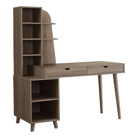 Monarch Specialties Computer Desk 55l Dark Taupe With Bookcase