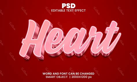 Heart Pink 3d Text Effect Photoshop Premium Psd File