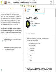 Project Management CHALLENGE 2 1 WBS Resource And Schedule Q2 Pdf