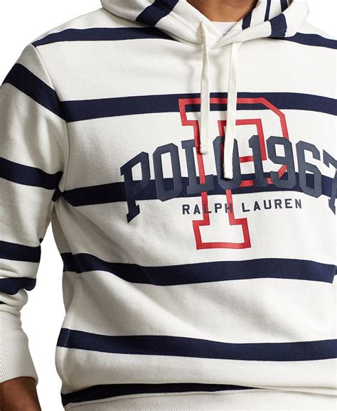 Polo Ralph Lauren Mens Logo Striped Fleece Hoodie Macys