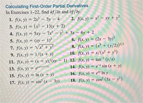 Solved Calculating First Order Partial Derivatives In