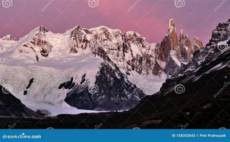 Cerro Torre Mountain In Patagonia Argentina Morning Colorful Light