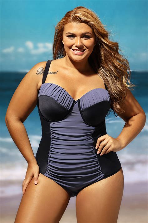 Plus Size Swimsuit 3x 4x 5x 6x Underwire Bra One Piece Ruched Bathing