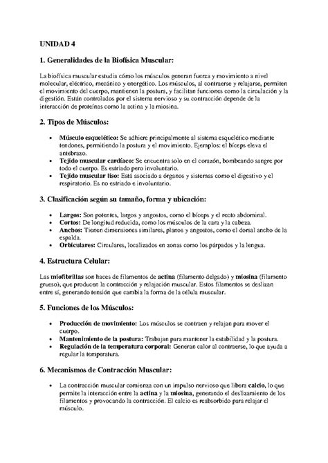 Biofisica Parcial Resumen UNIDAD 4 1 Generalidades de la Biofísica