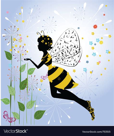 Flower Girl Fairy Bee Royalty Free Vector Image