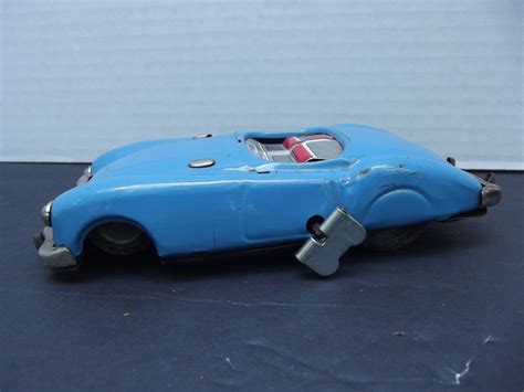 Vintage Wind Up Sports Car Wind Up Tin Convertible Car Sanshin Japan