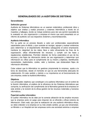 Generalidades De La Auditoria De Sistemas PDF