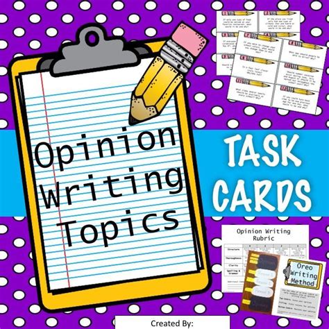 An Opinion Writing Topic Task Cards With Pencils And Paper On It In