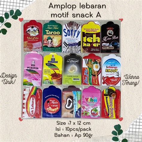 Jual Amplop Lebaran Unik Motif Snack Viral Thr Amplop Kekinian Isi