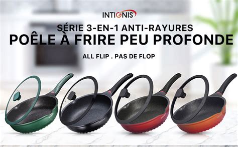 INTIGNIS Poêle à frire Couvercle en verre anti rayures Poêle à frire