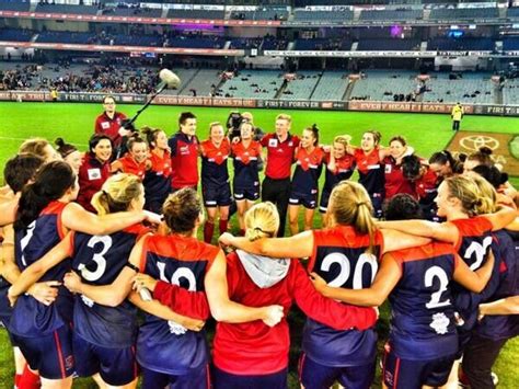 The ladies of the Melbourne AFL club after the first game of female AFL ...