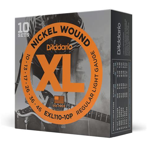 D Addario EXL110 10P Nickel Wound Electric Guitar Strings Regular