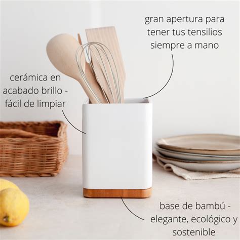 Porta Utensilios De Cocina Bote Para Utensilios Cer Mica Y Bamb