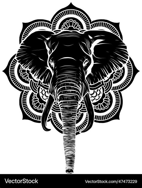 Black silhouette of head african elephant Vector Image