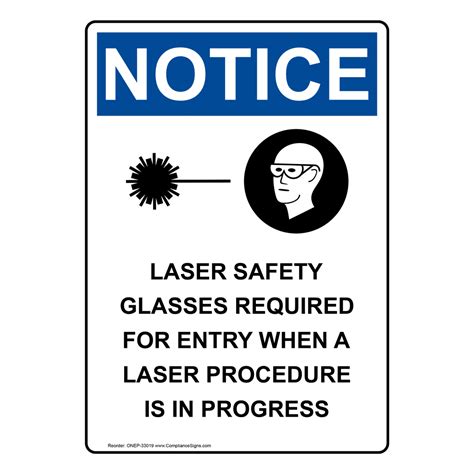 Osha Laser Safety Glasses Required Sign With Symbol One 33019