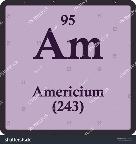 Americium Actinoid Chemical Element Vector Illustration Stock Vector