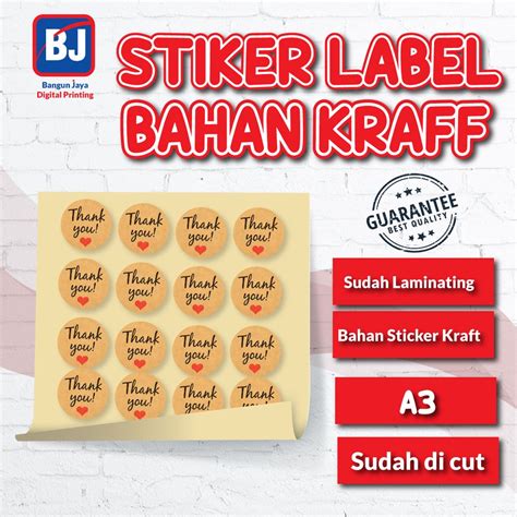 Jual Cetak Sticker Craft Stiker Label Kraft Lebel Kertas Coklat