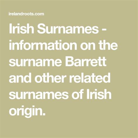 Discover the Fascinating History of the Barrett Surname