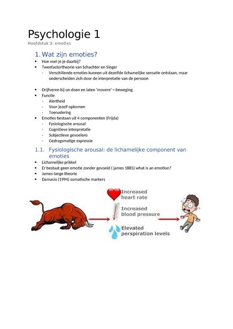 H Emoties Samenvatting Algemene Psychologie Psychologie