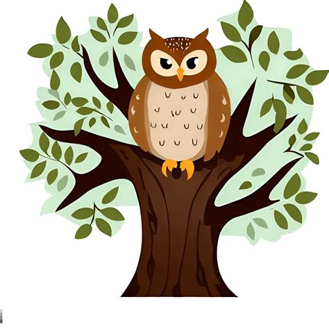 Majestic Owl Perched On Tree Branch 24222701 Png