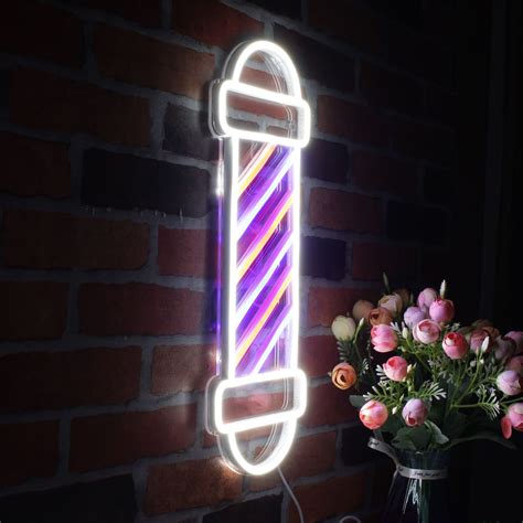 Barber Pole Bar Shop Decoration Flex Silicone LED Neon Sign St16