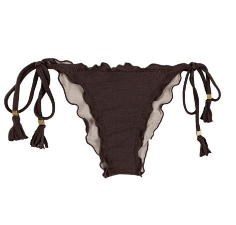 Brown Scrunch Bikini Bottom With Tassels Bottom Meteorite Frufru Rio De Sol