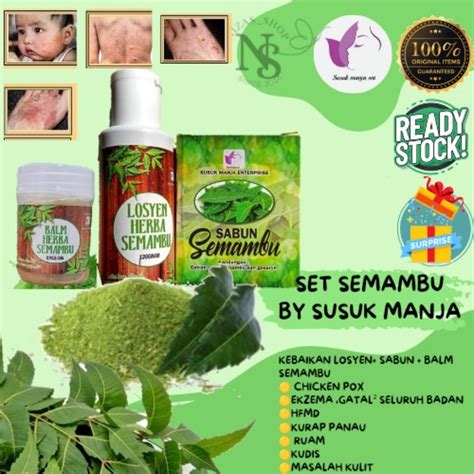 SET SEMAMBU SABUN SEMAMBU SUSUK MANJA LOSYEN SEMAMBU NEEM CHICKEN POX