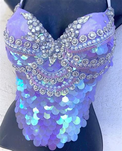 Serene Scales Mermaid Bra Rave Bra Halloween Costume Edm Etsy Rave Bra Mermaid Costume Diy