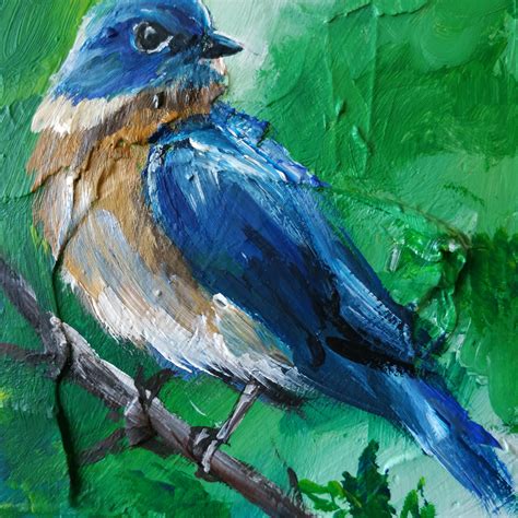 Bluebird Painting Original Acrylic Bluebird Artwork Bird Of Etsy