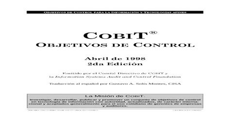 Cobit Objectivestraducido Al Español De Cobit 2da Edición Objetivos