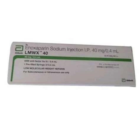 LMWX 40 Enoxaparin Injection 40 Mg 0 4 Ml At Rs 250 Piece