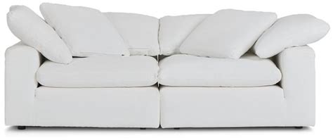 Nixon White Fabric 2 Piece Modular Sofa