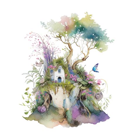 Watercolour Pastel Fairy Garden Clipart 24171241 Png