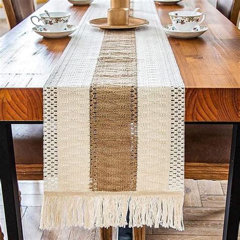 Table Runner Cotton Table Linen Macrame Boho Crochet Lace Table Runner